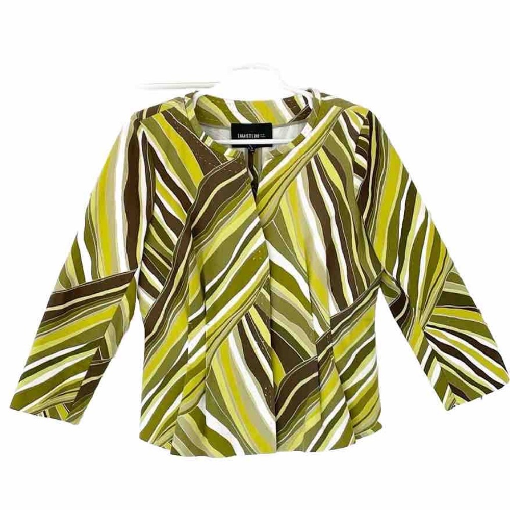 LAFAYETTE 148 NEW YORK blazer jacket size 8 green white cotton